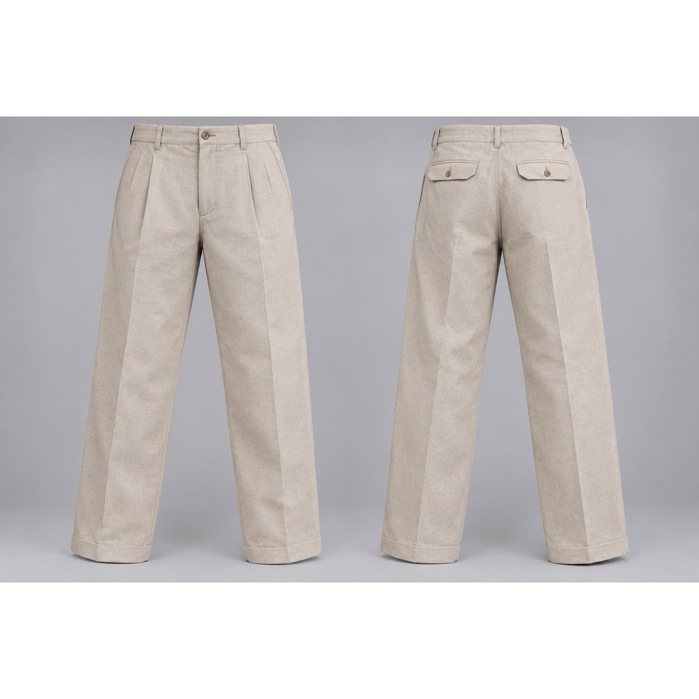 Dockers Premium Men's 38/34 Pleated Linen Blended Trousers Light Beige Cream
